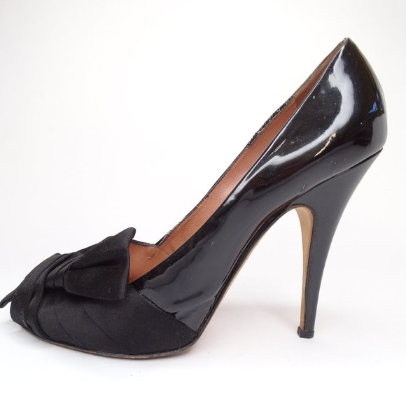 Giuseppe Zanotti Satin bow Patent Peep Toe Pumps - Picture 8 of 14
